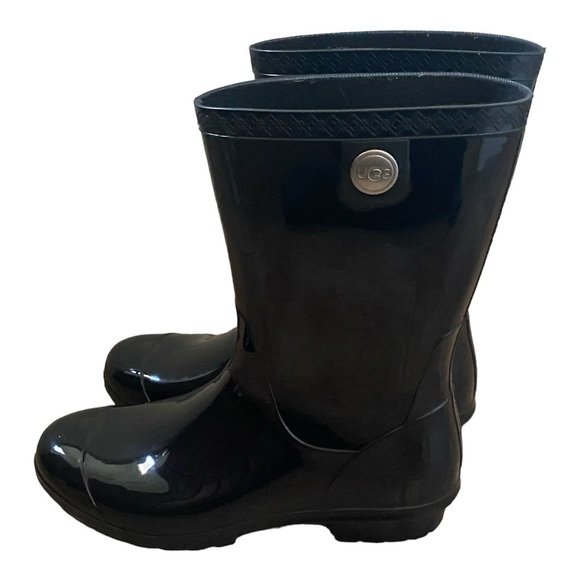 UGG Sienna Waterproof Rain Boots Women's US 10 Shiny Black Rubber - Picture 5 of 12
